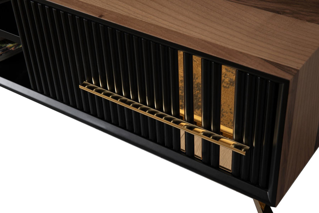 Lincoln Wooden Tv Unit Black 200cm