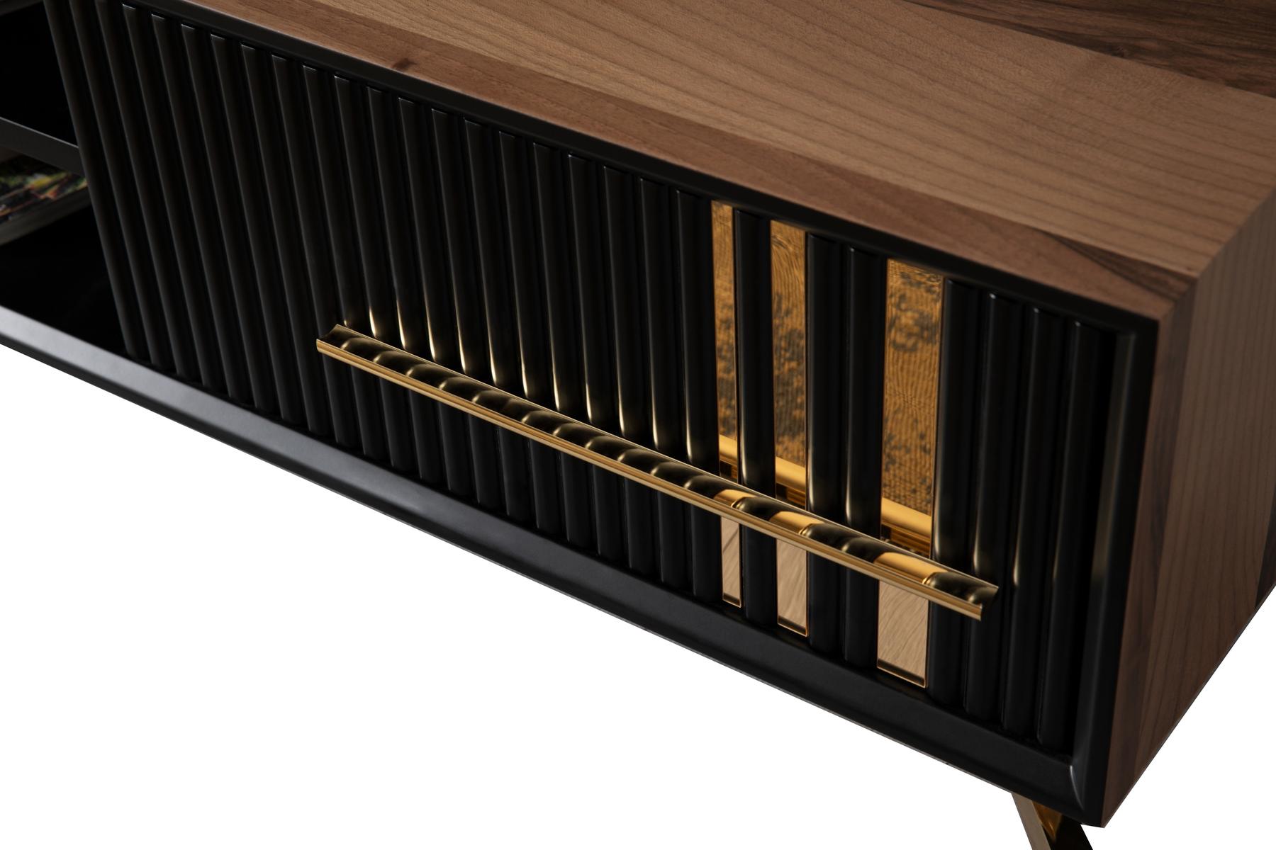 Lincoln Wooden Tv Unit Black 200cm