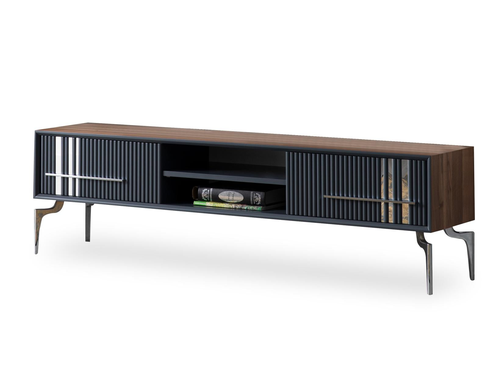 Lincoln Wooden Tv Unit Grey 200cm