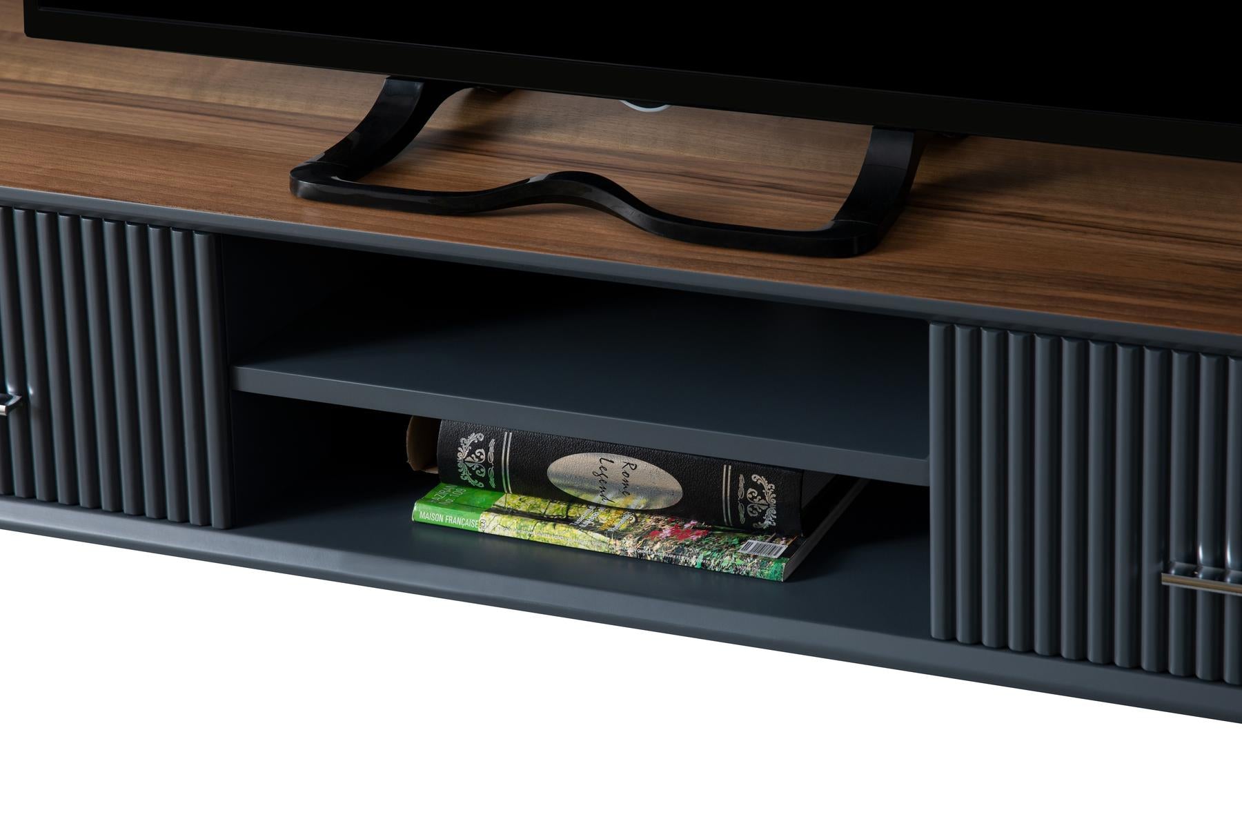 Lincoln Wooden Tv Unit Grey 200cm