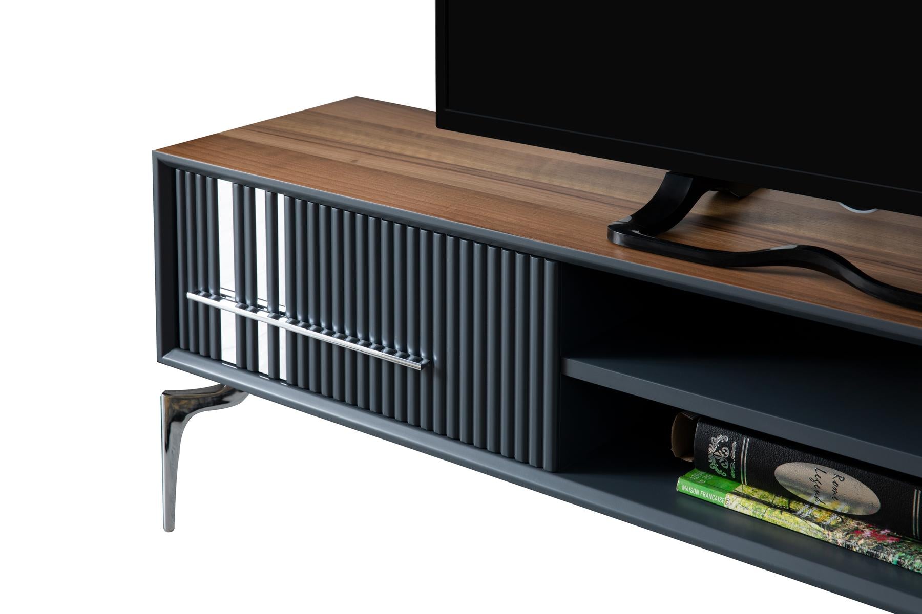 Lincoln Wooden Tv Unit Grey 200cm