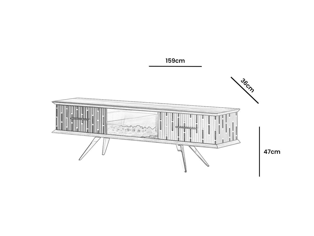 Monza Wooden Fire Tv Unit Black 160cm