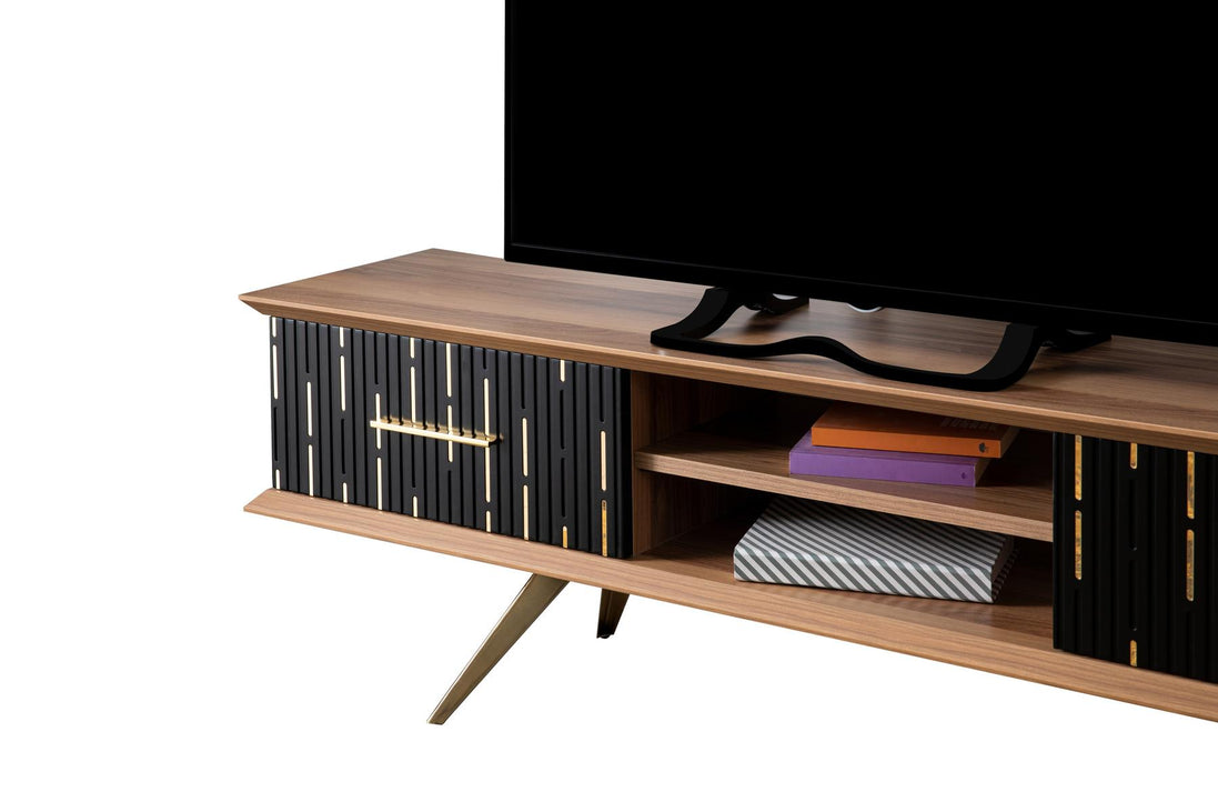Monza Wooden Tv Unit Black 160cm