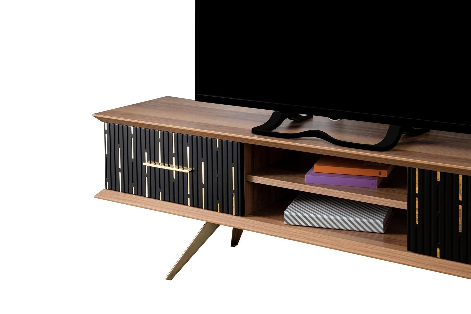 Monza Wooden Tv Unit Black 160cm