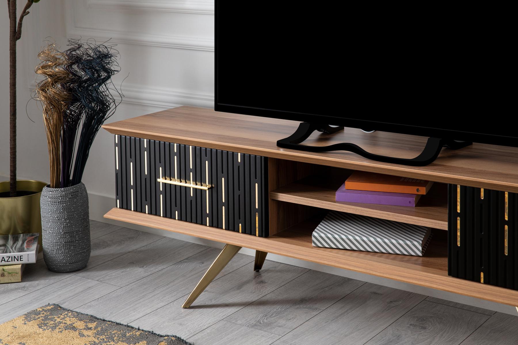 Monza Wooden Tv Unit Black 160cm