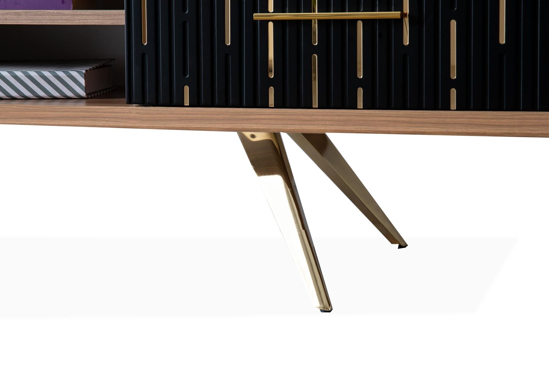 Monza Wooden Tv Unit Black 160cm