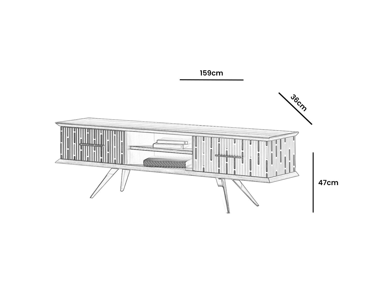 Monza Wooden Tv Unit Black 160cm