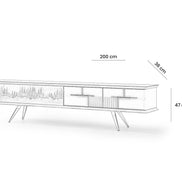 Tribe Wooden Fire Tv Unit Cream 200cm