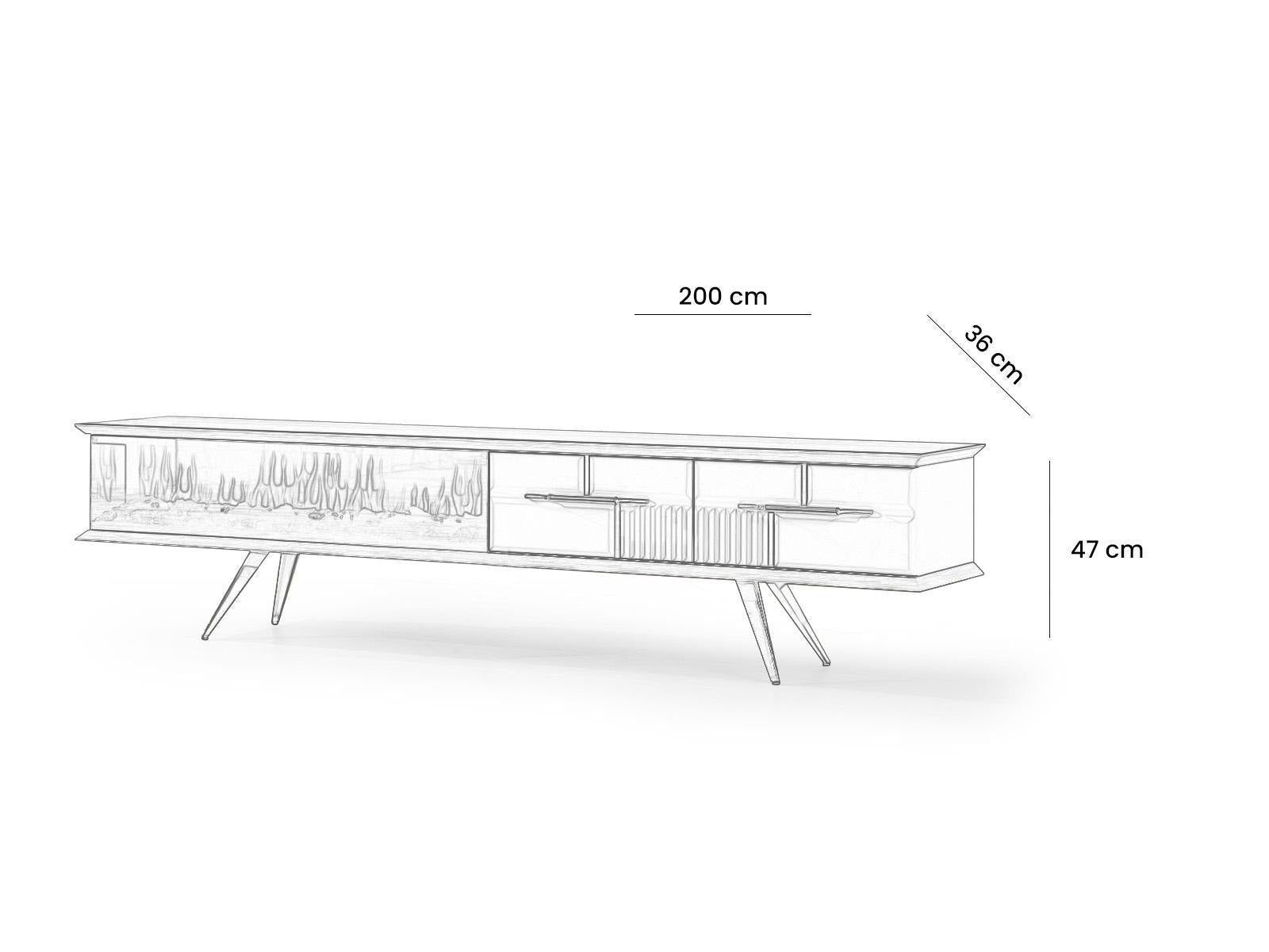 Tribe Wooden Fire Tv Unit Cream 200cm