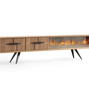 Tribe Wooden Fire Tv Unit Walnut 200cm