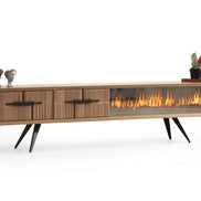 Tribe Wooden Fire Tv Unit Walnut 200cm