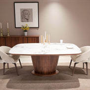 115 Walnut Marble Dining Table