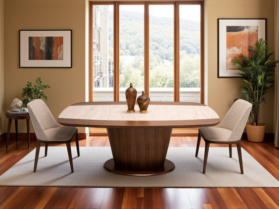 114 Dining Table Walnut Travertine