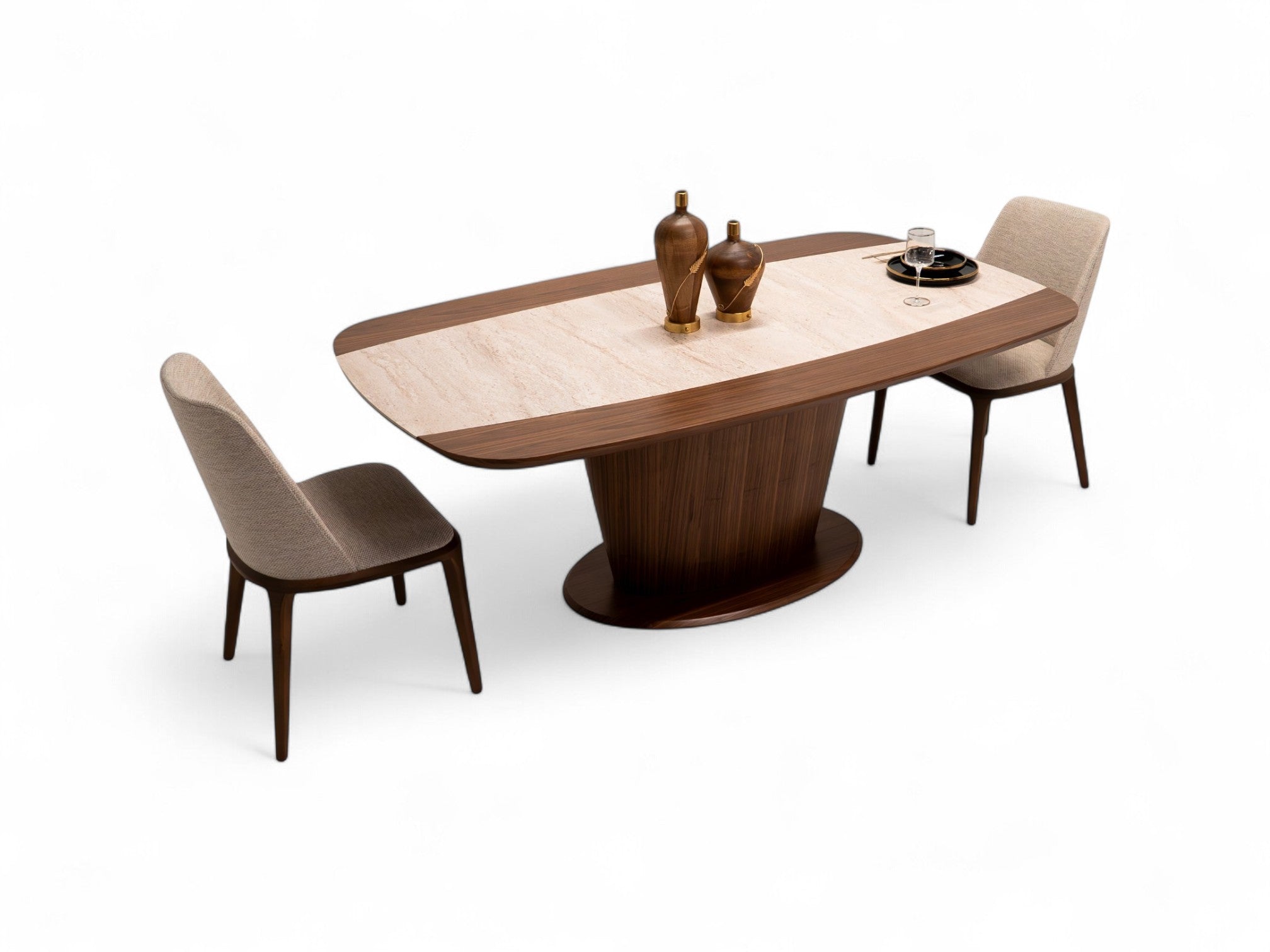 114 Dining Table Walnut Travertine