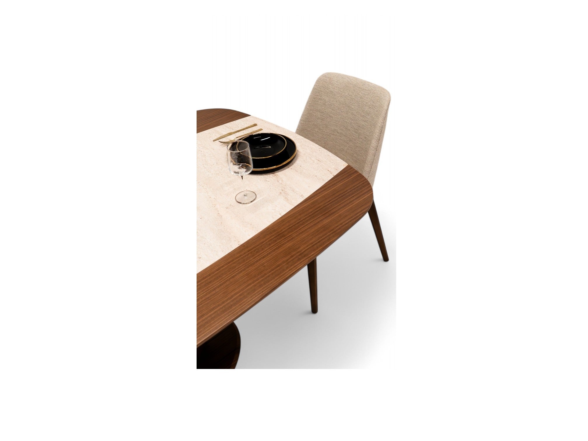 114 Dining Table Walnut Travertine