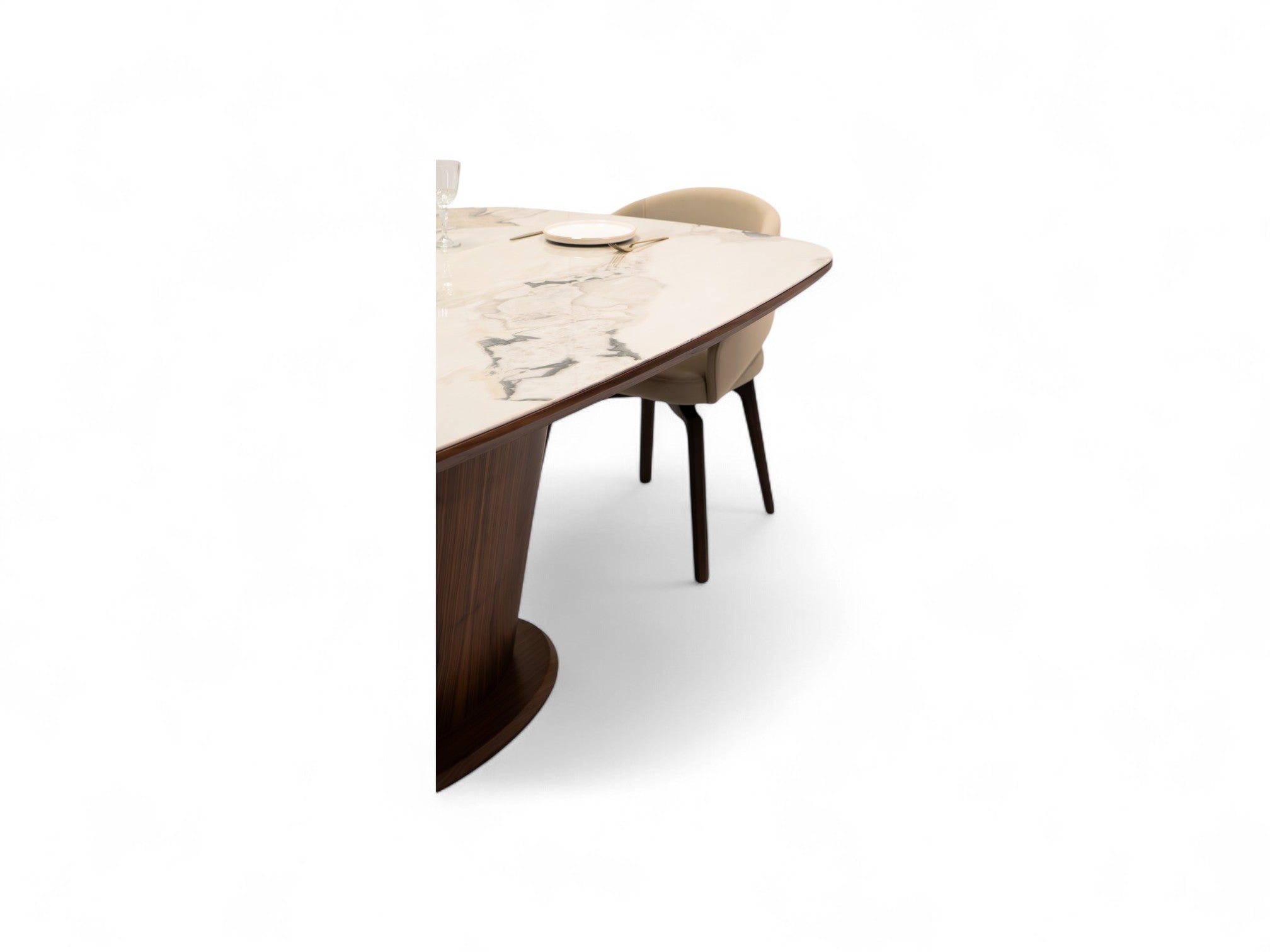 115 Walnut Marble Dining Table