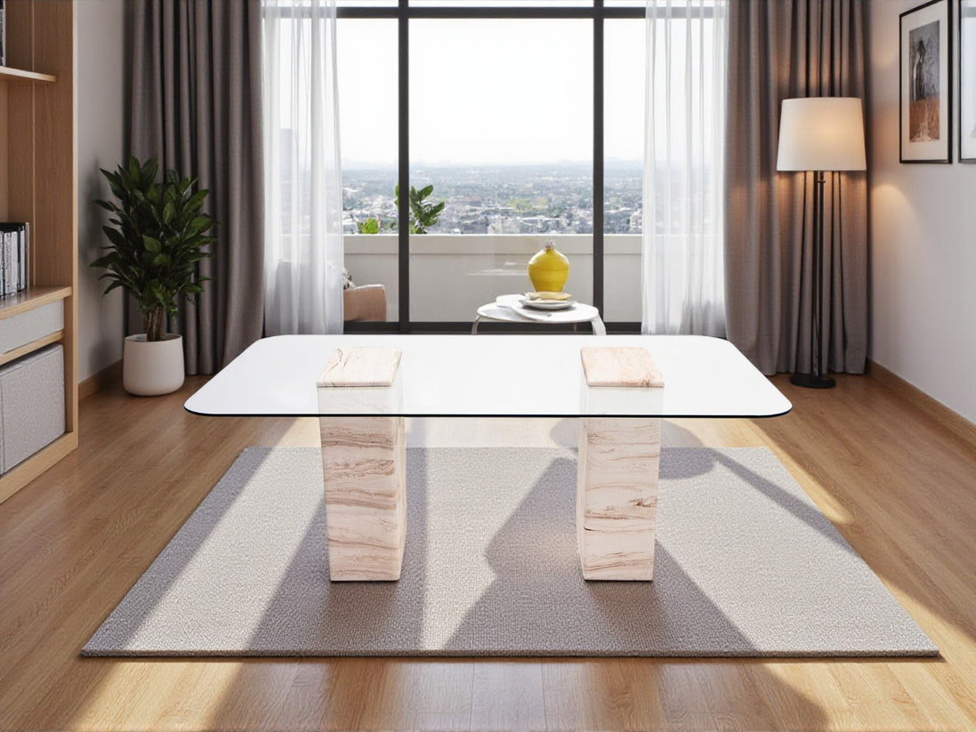Latte Dining Table Travertine