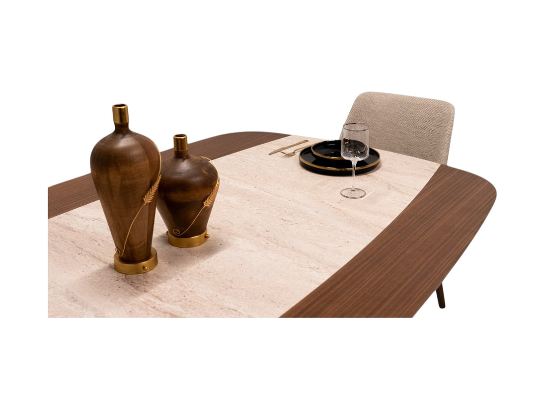 114 Dining Table Walnut Travertine