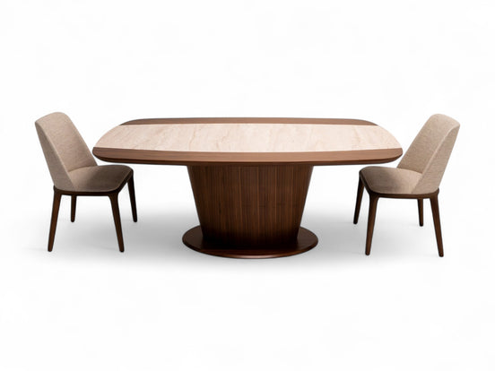 114 Dining Table Walnut Travertine