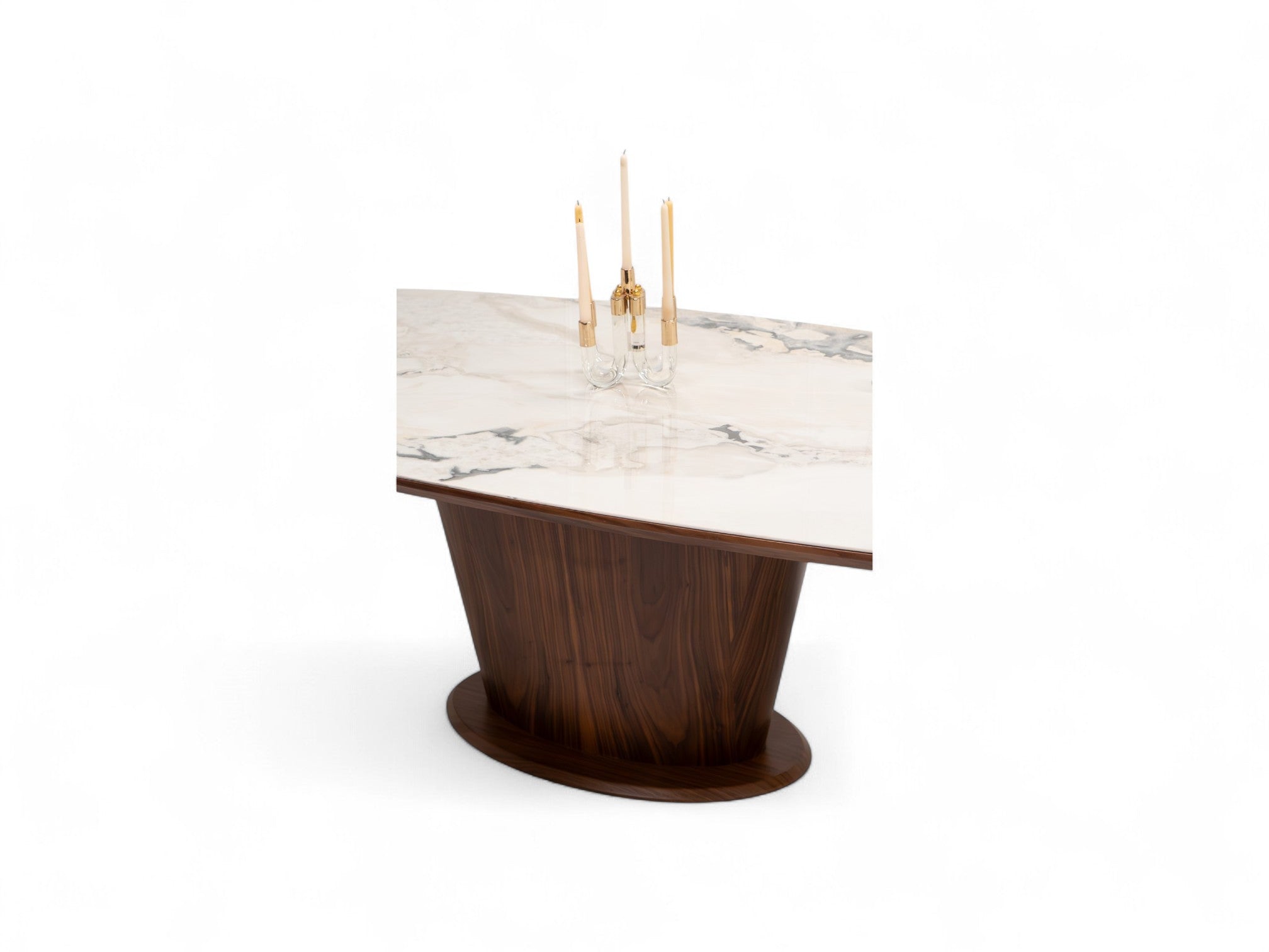 115 Walnut Marble Dining Table