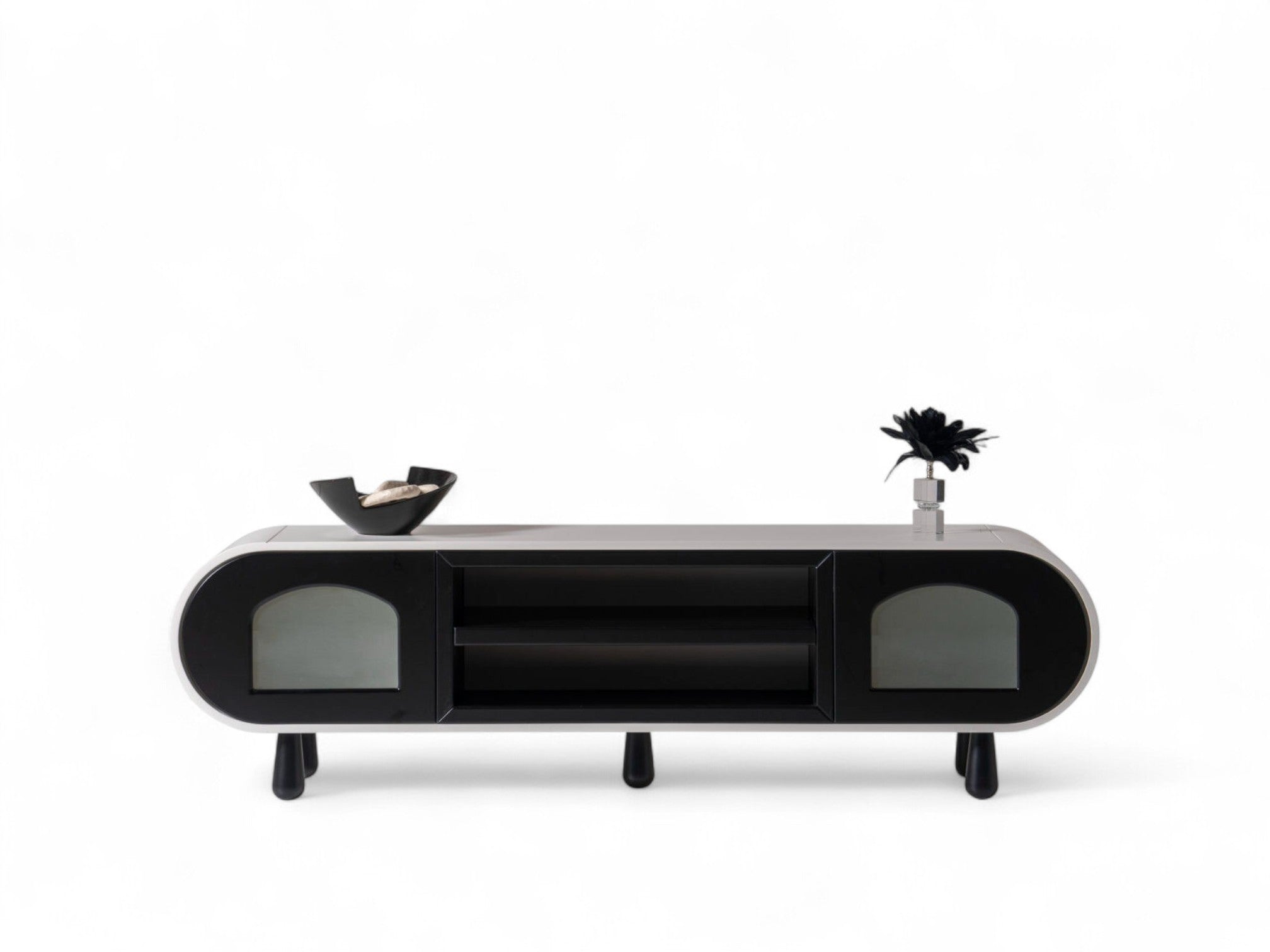 Glaze Tv Unit Cream Black 200cm