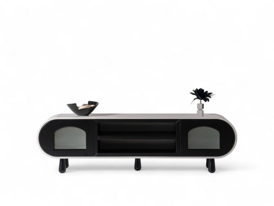 Glaze Tv Unit Cream Black 200cm