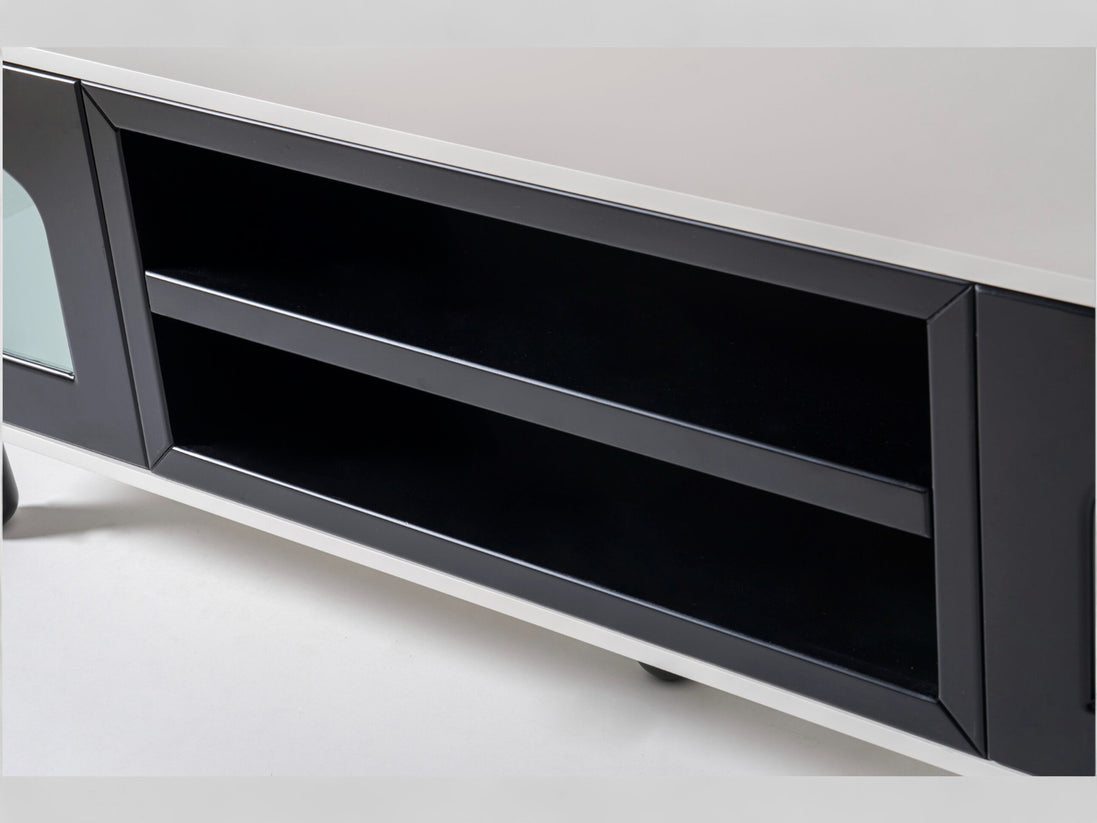 Glaze Tv Unit Cream Black 200cm