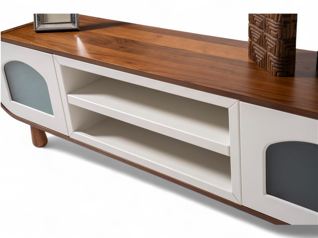Glaze Tv Unit Walnut Cream 200cm