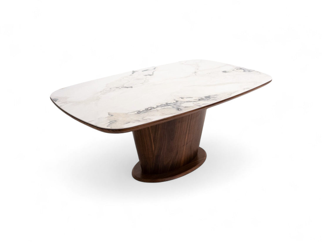 115 Walnut Marble Dining Table