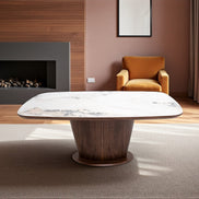 115 Walnut Marble Dining Table