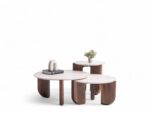 Thorin Walnut Travertine Coffee Table Set Of 3 - 2