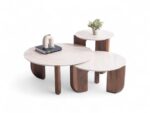Thorin Walnut Travertine Coffee Table Set Of 3-3