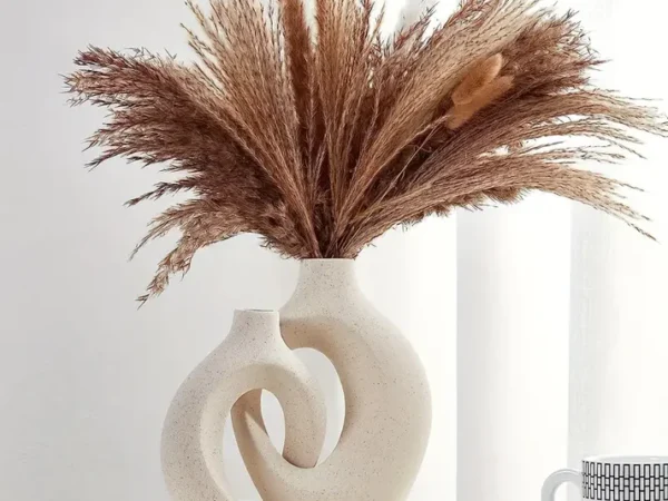 Hollow Ceramic Vase Set Of 2 For Modern Home Decor