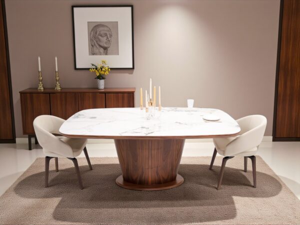 115 Walnut Marble Dining Table