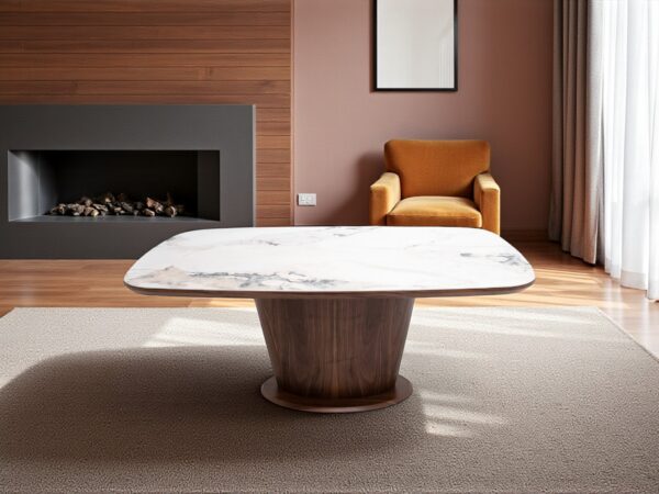 115 Walnut Marble Dining Table